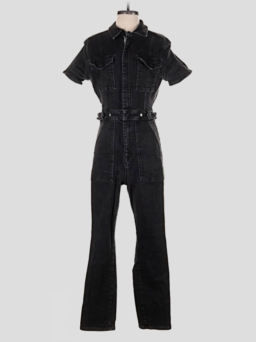 GoodAmerican Women's Black Denim Jumpsuit with Belt